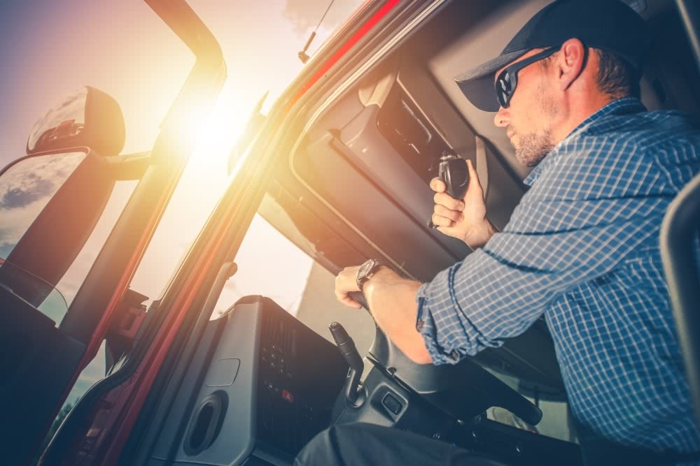 Truck driver talking over a CB radio