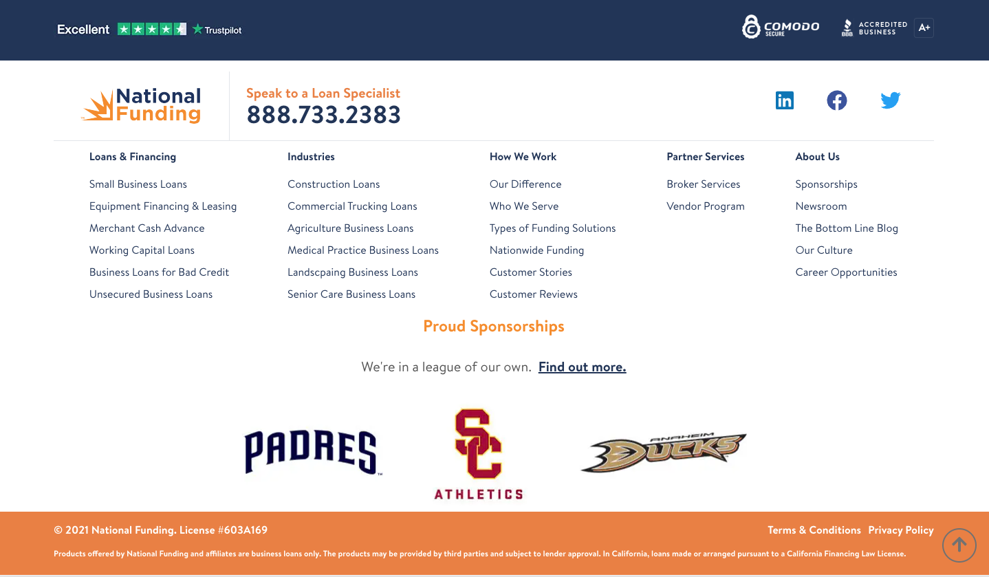 Homepage Footer Screenshot